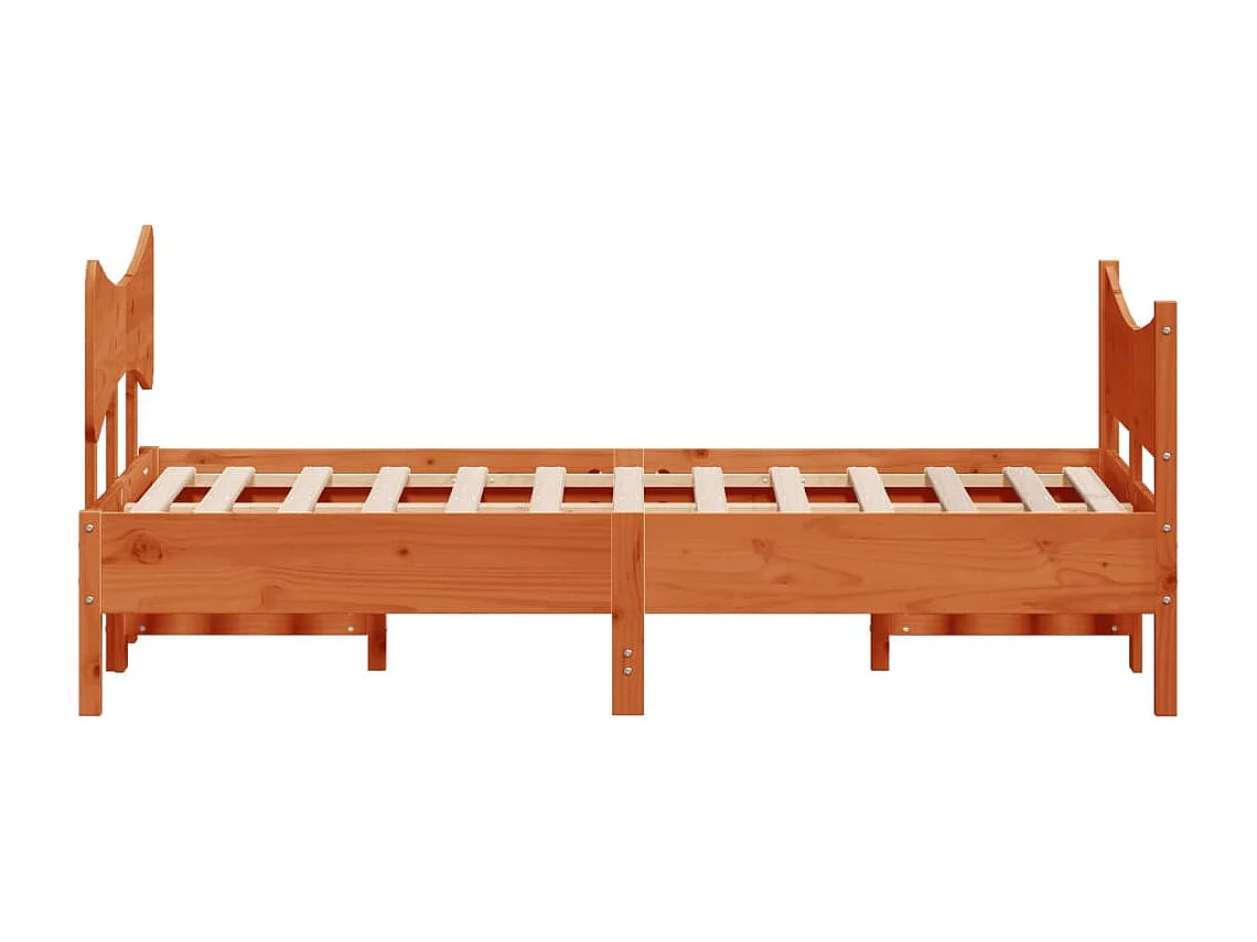 Estructura cama con cabecero madera pino marrón cera 120x190 cm