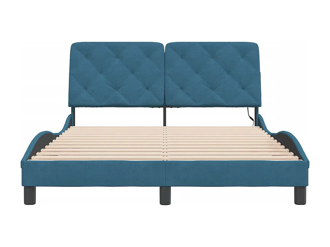 Estructura de cama con luces LED terciopelo azul 140x200 cm