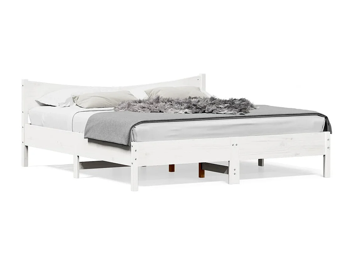 Estrutura de cama com cabeceira 180x200cm pinho maciço branco