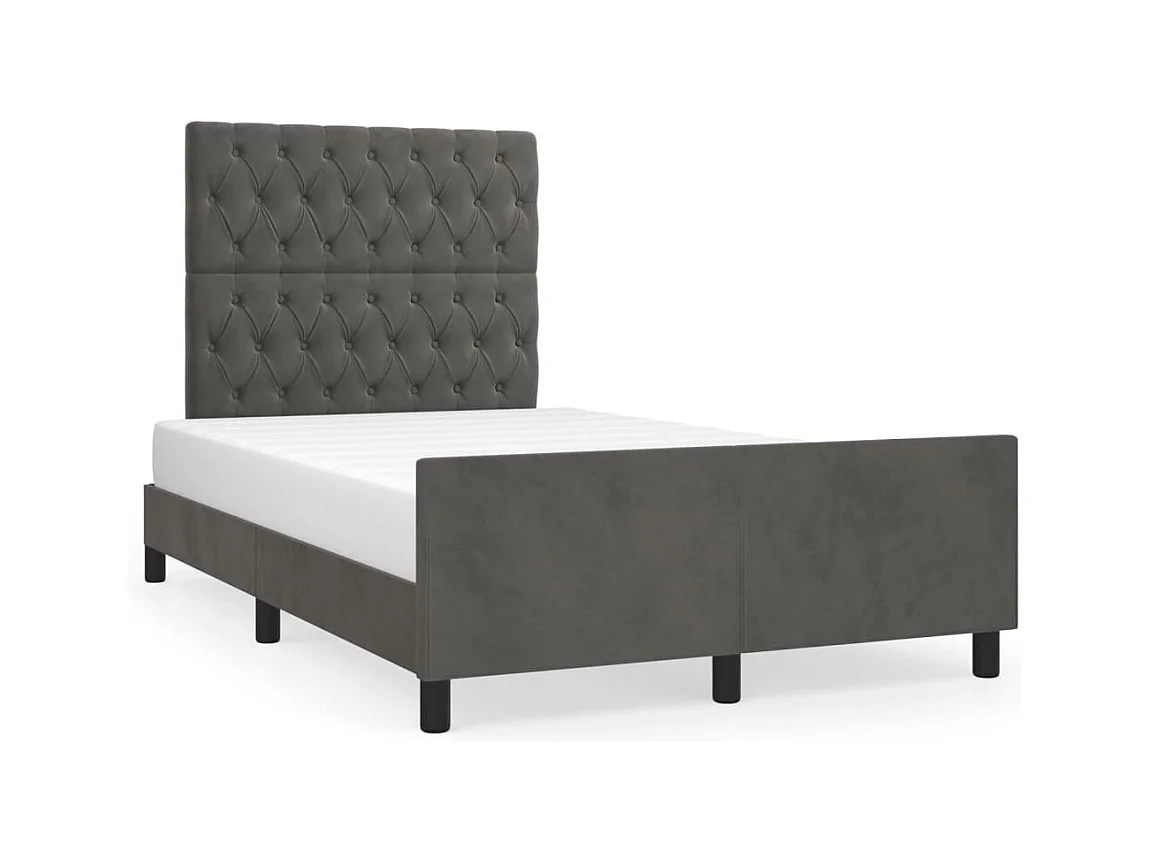 Estructura cama con cabecero terciopelo gris oscuro 120x190 cm