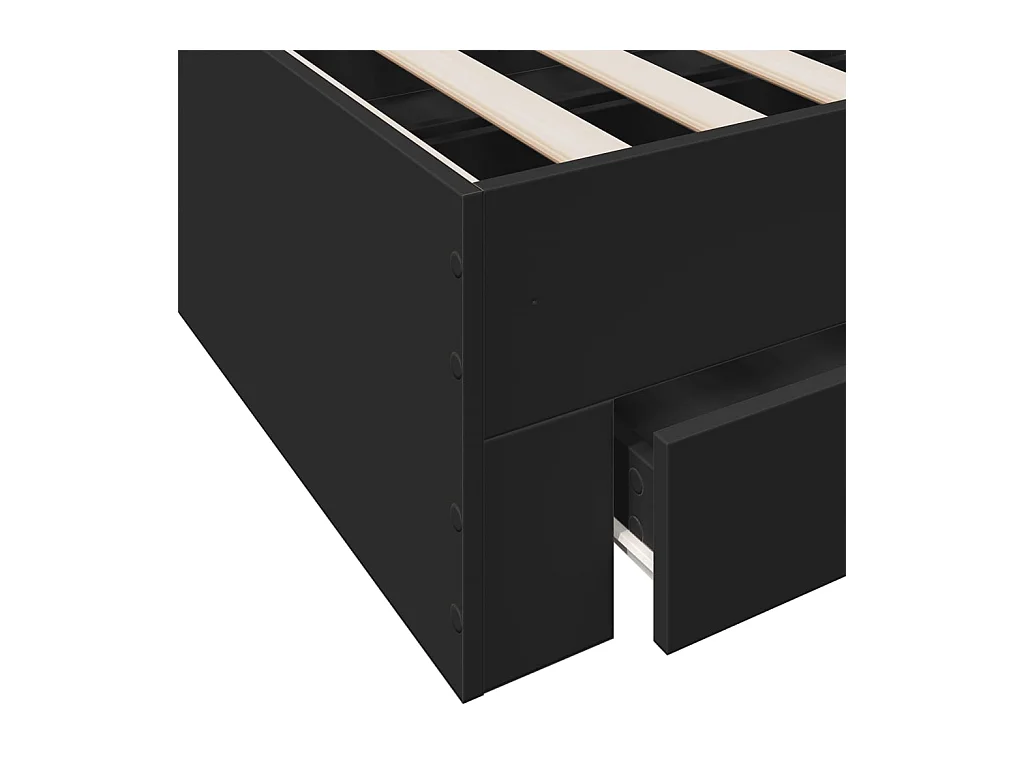 Cadre de lit à tiroirs noir 140x190 cm bois d'ingénierie