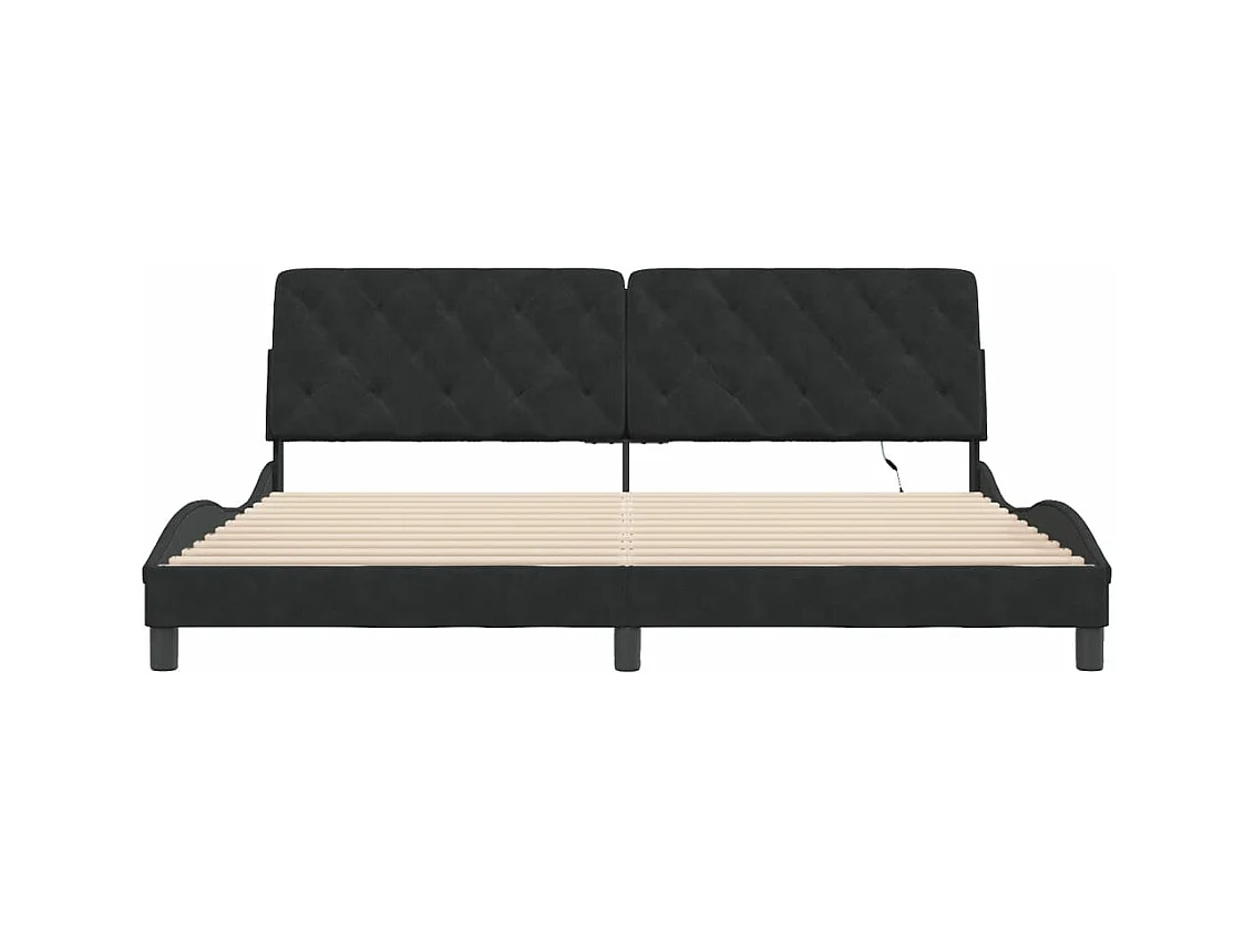 Estructura de cama con luces LED terciopelo negro 200x200 cm