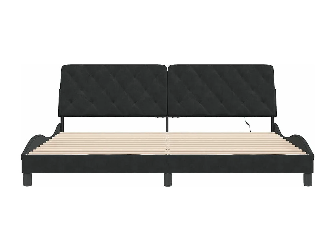 Estructura de cama con luces LED terciopelo negro 200x200 cm