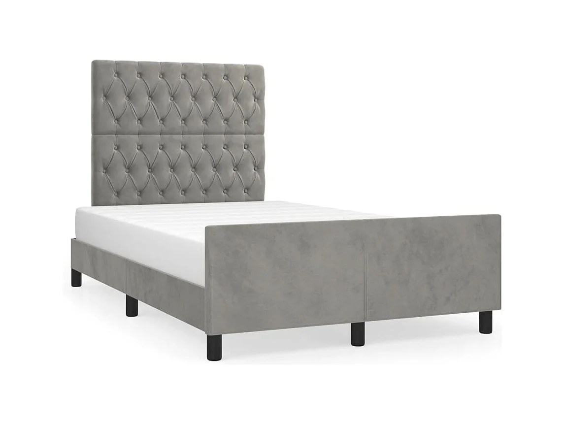 Cadre de lit avec tête de lit gris clair 120x190 cm velours
