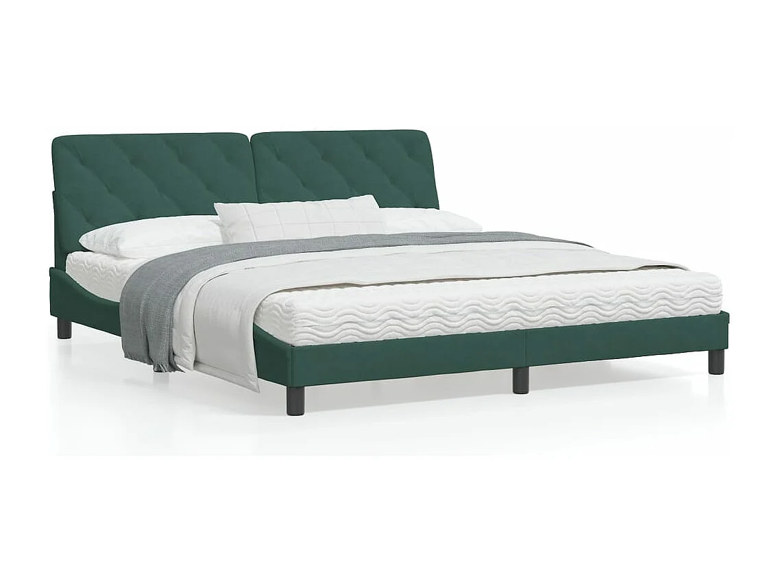 Estrutura de cama c/ cabeceira 180x200 cm veludo verde-escuro