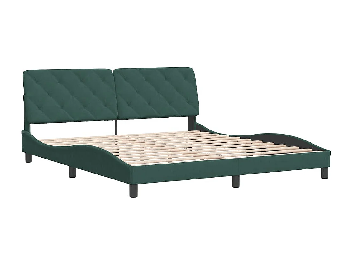 Estrutura de cama c/ cabeceira 180x200 cm veludo verde-escuro