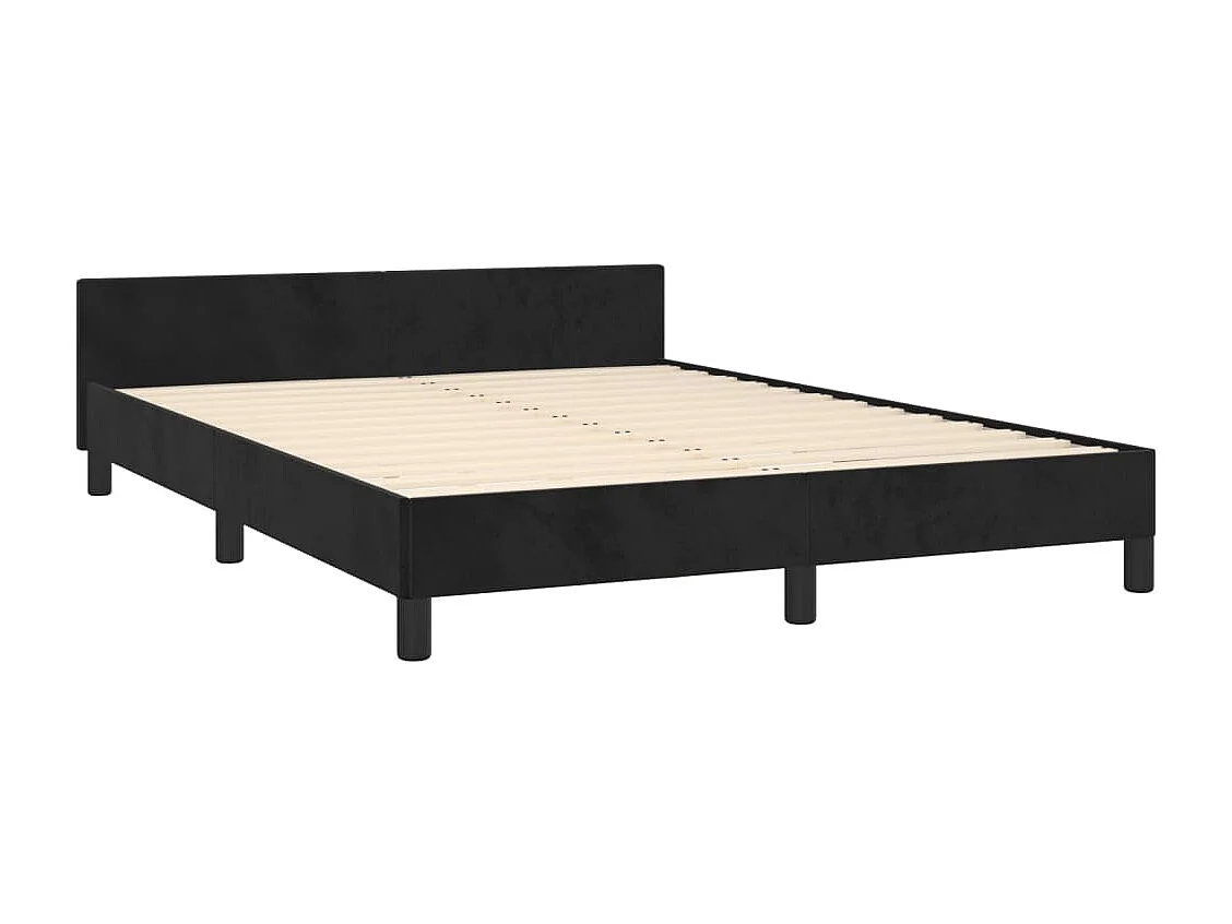 Estrutura de cama c/ cabeceira 140x200 cm veludo preto