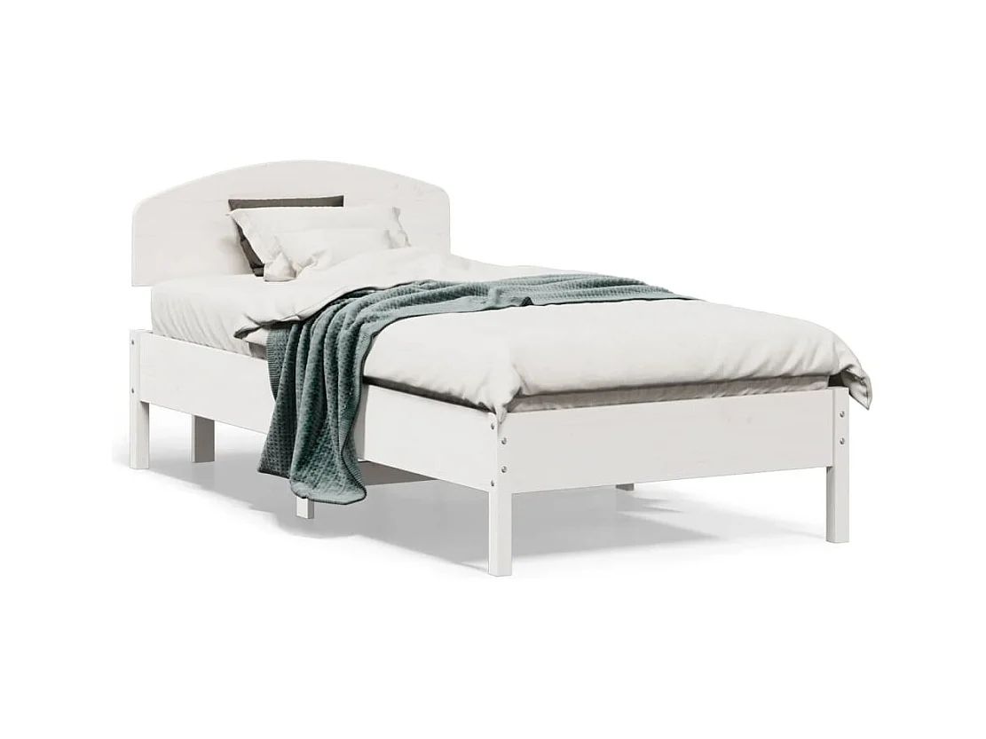 Cadre de lit avec tête de lit blanc 75x190cm bois de pin massif