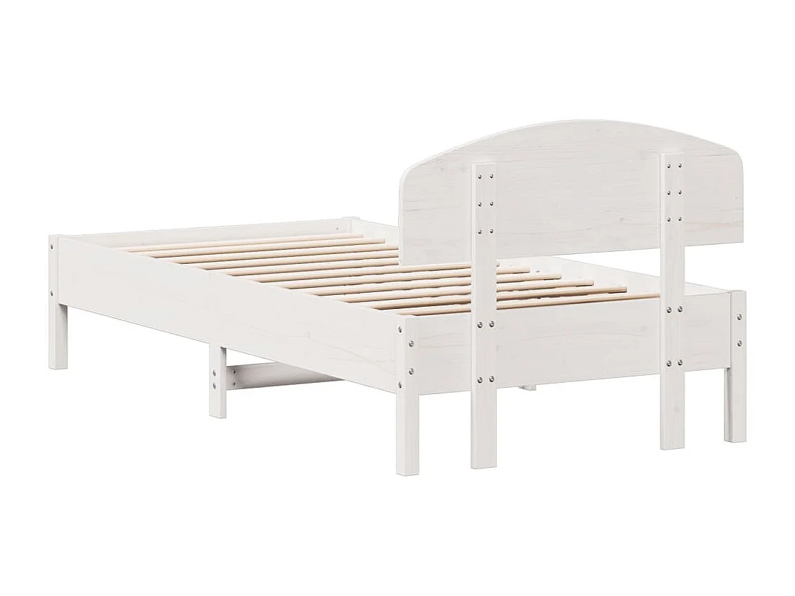 Estructura de cama con cabecero madera pino blanco 75x190 cm
