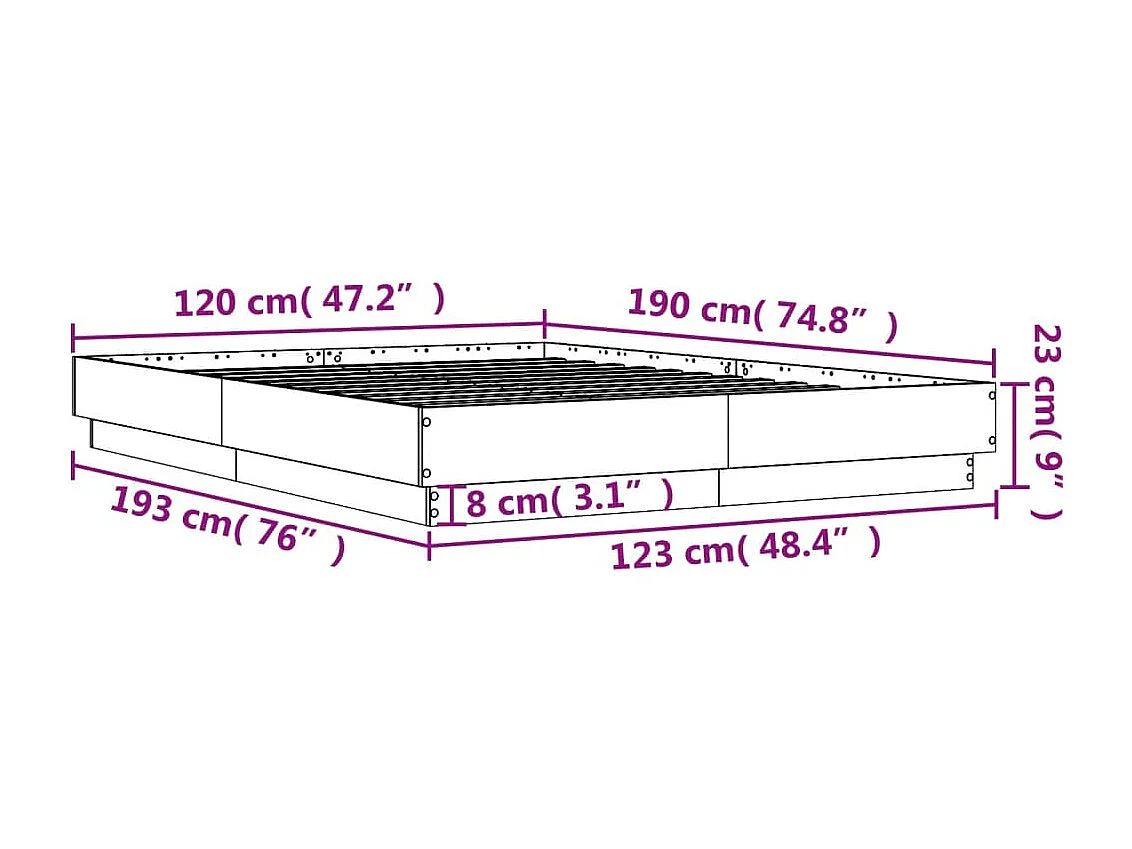 Estructura de cama madera de ingeniería negra 120x190 cm