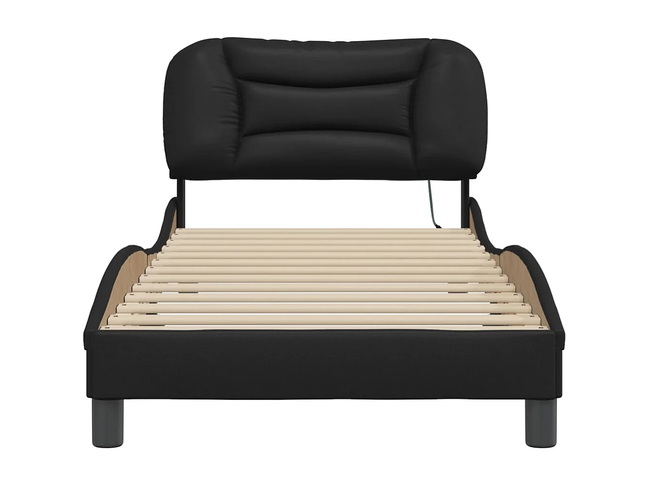 Estrutura de cama c/ luzes LED 90x200 cm couro artificial preto