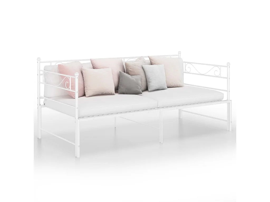 Estructura de sofá cama extraíble de metal blanco 90x200 cm