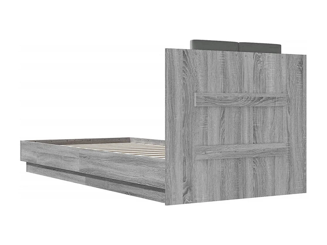Cama con cabecero madera de ingeniería gris Sonoma 90x200 cm