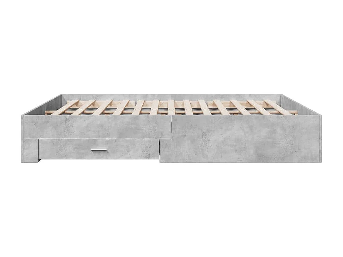 Cama con cajones madera ingeniería gris hormigón 200x200 cm