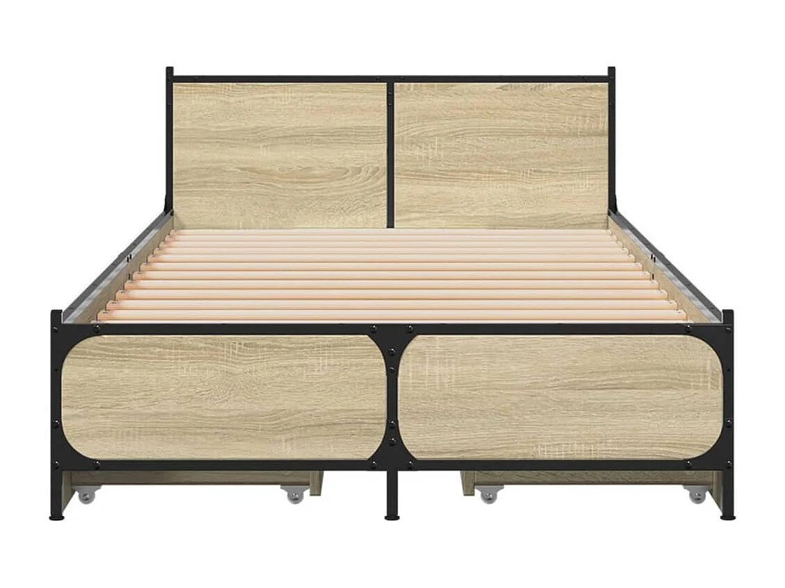 Cama con cajones madera ingeniería roble Sonoma 90x200 cm