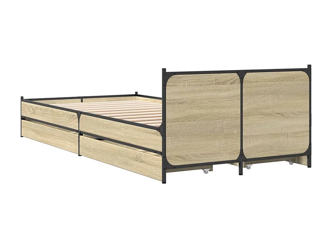 Cama con cajones madera ingeniería roble Sonoma 90x200 cm