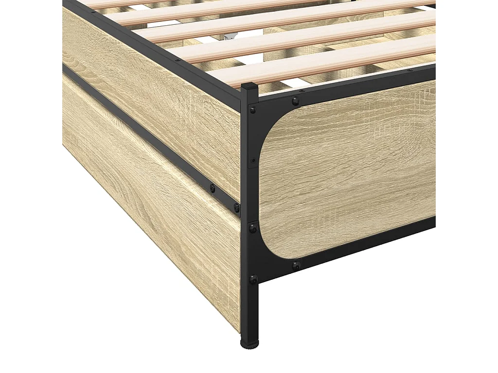 Cama con cajones madera ingeniería roble Sonoma 90x200 cm