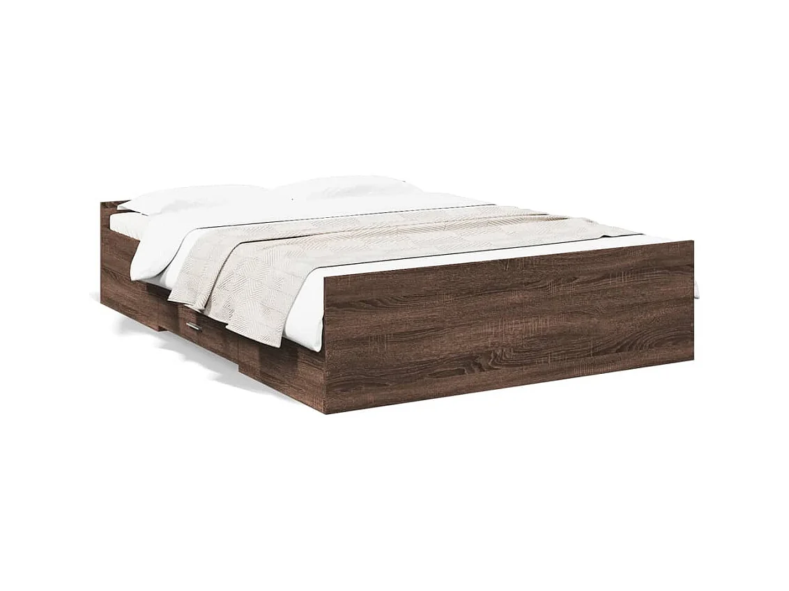 Cadre de lit et tiroirs chêne marron 140x190 cm bois ingénierie