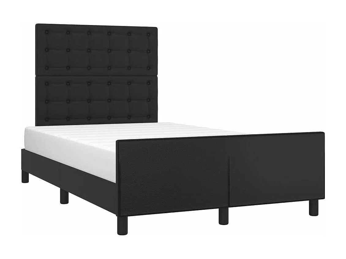 Estructura cama con cabecero cuero sintético negro 120x190 cm