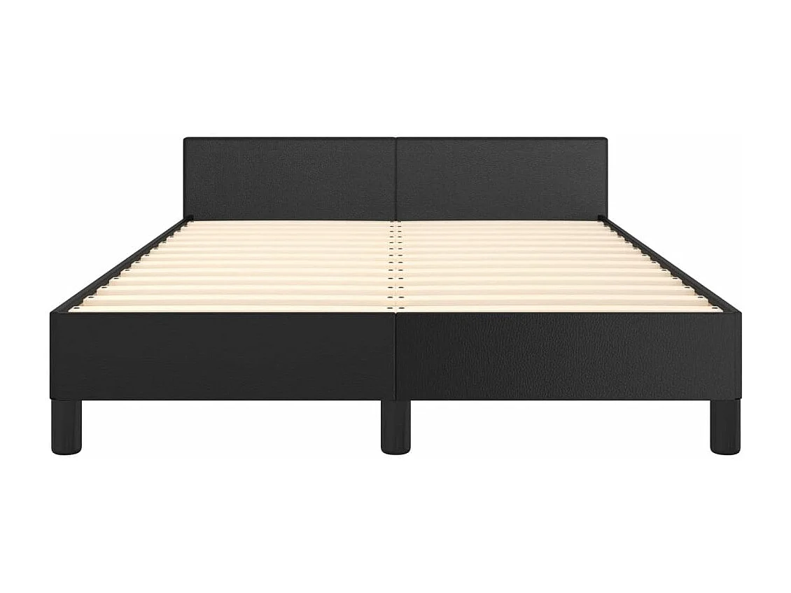 Estructura cama con cabecero cuero sintético negro 120x190 cm