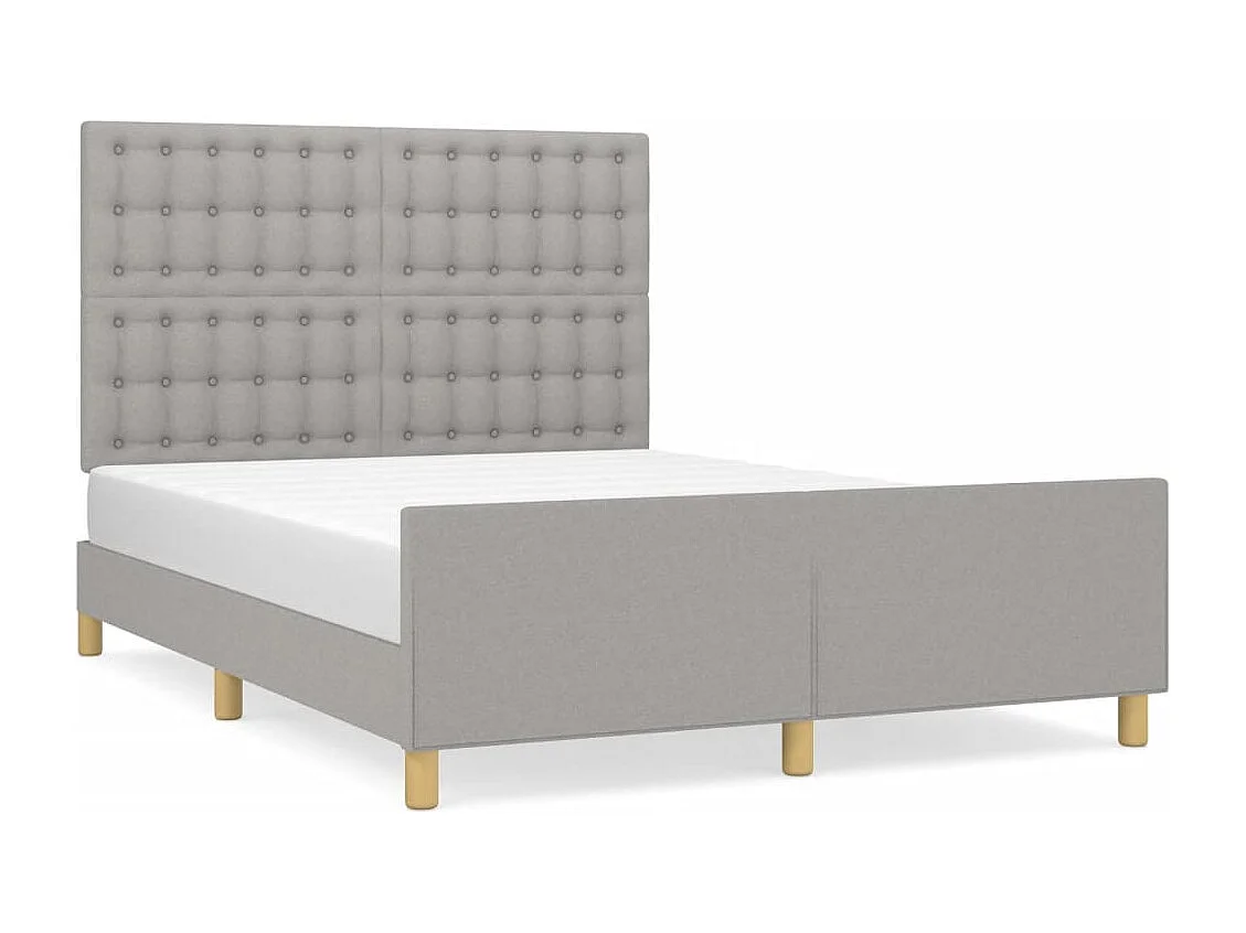 Estrutura de cama c/ cabeceira 140x190 cm tecido cinza-claro