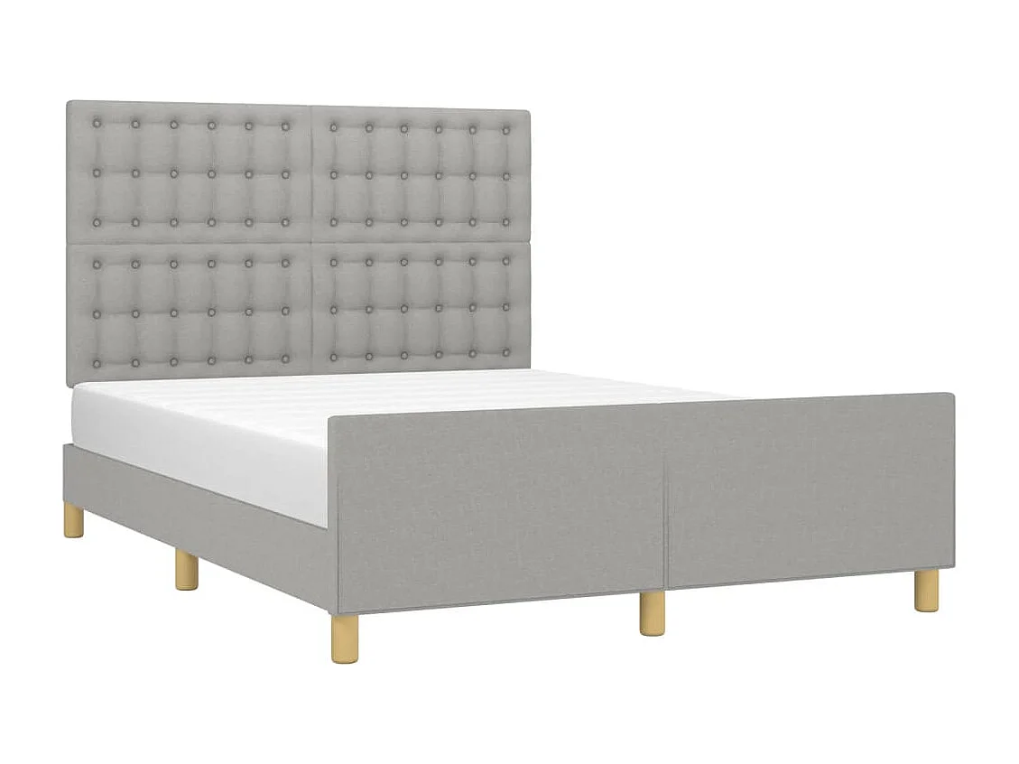 Estructura de cama con cabecero de tela gris claro 140x190 cm