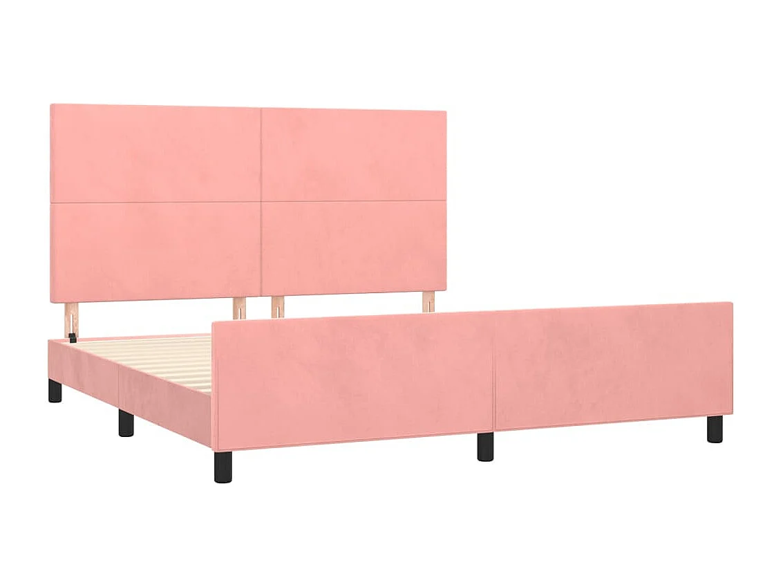 Estructura de cama con cabecero de terciopelo rosa 180x200 cm