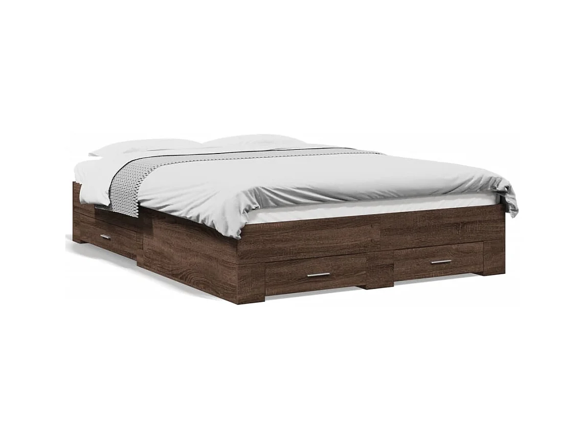 Estrutura cama c/ gavetas derivados madeira carvalho castanho