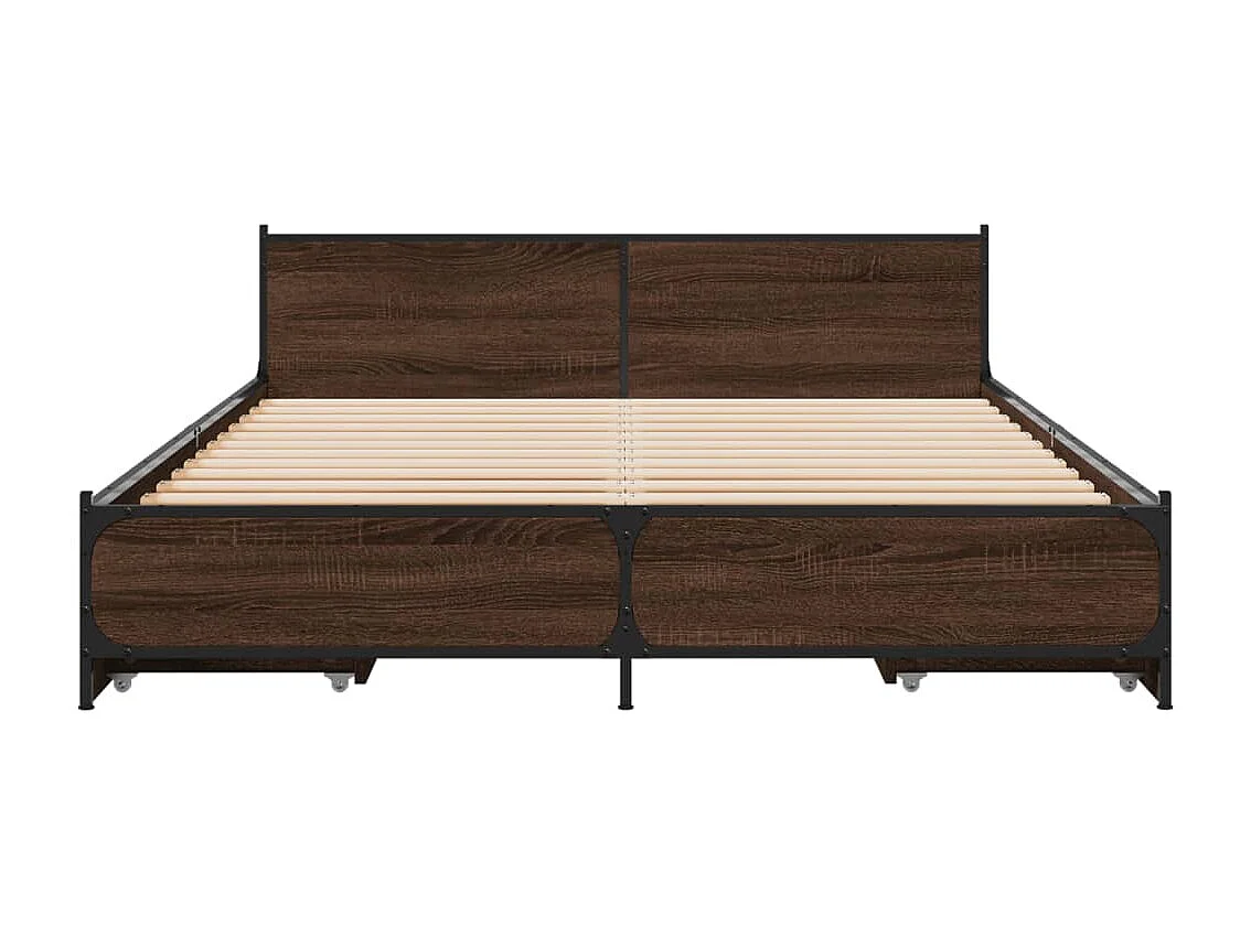 Cama con cajones madera de ingeniería marrón roble 150x200 cm