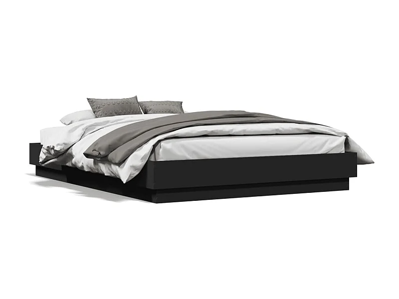 Estructura de cama madera de ingeniería negra 135x190 cm