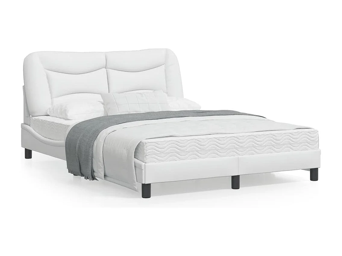 Estructura cama con luces LED cuero sintético blanco 120x200 cm