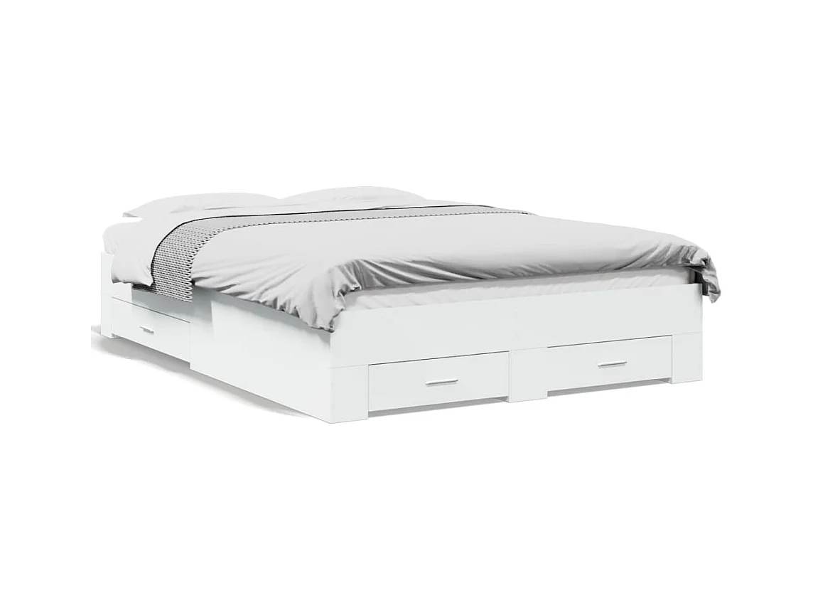 Estrutura de cama c/ gavetas 140x190cm derivados madeira branco