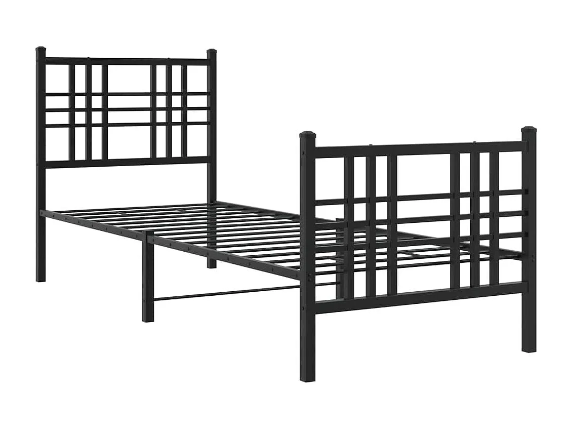 Estructura de cama con cabecero y estribo metal negro 80x200 cm
