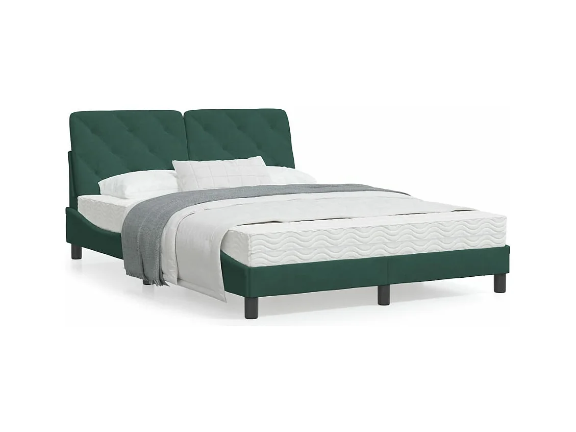 Estructura cama con cabecero terciopelo verde oscuro 120x200 cm