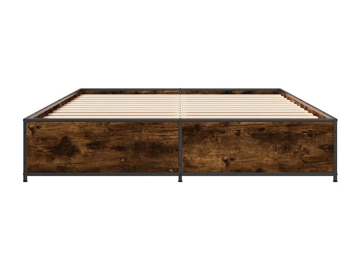 Estructura cama madera ingeniería metal roble ahumado 140x190cm