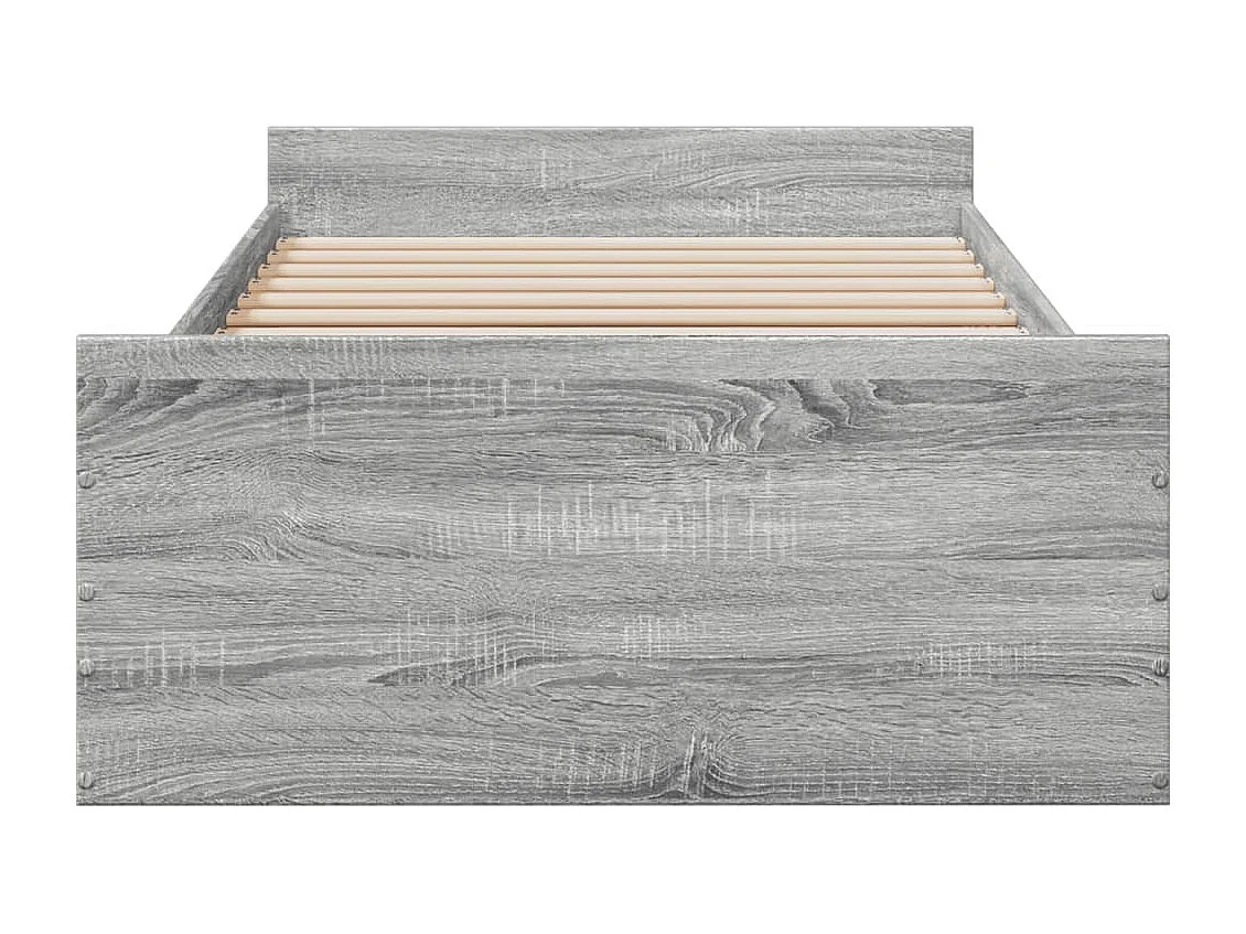 Cama con cajones madera ingeniería gris Sonoma 100x200 cm