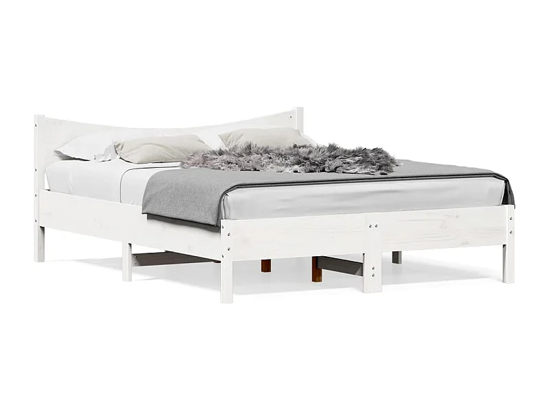 Estructura de cama con cabecero madera de pino blanco 150x200cm