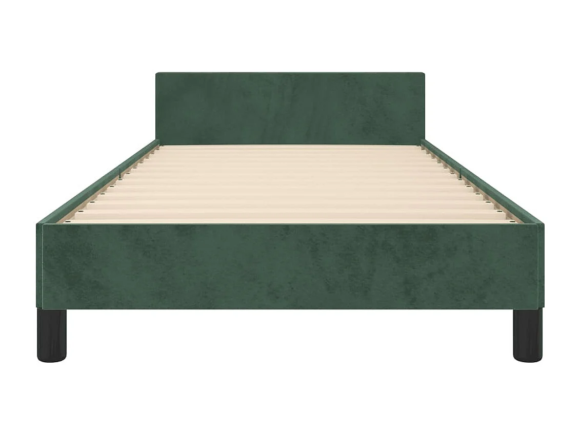 Estructura cama con cabecero terciopelo verde oscuro 100x200 cm