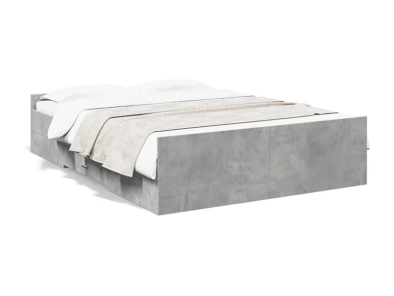 Cama con cajones madera ingeniería gris hormigón 135x190 cm