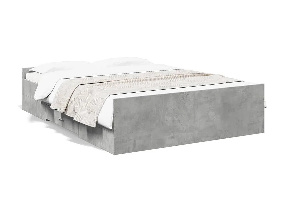 Cama con cajones madera ingeniería gris hormigón 135x190 cm