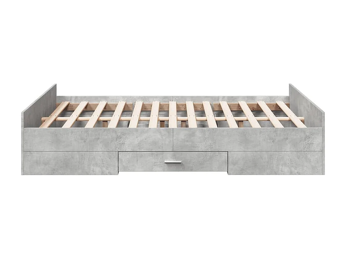 Cama con cajones madera ingeniería gris hormigón 135x190 cm