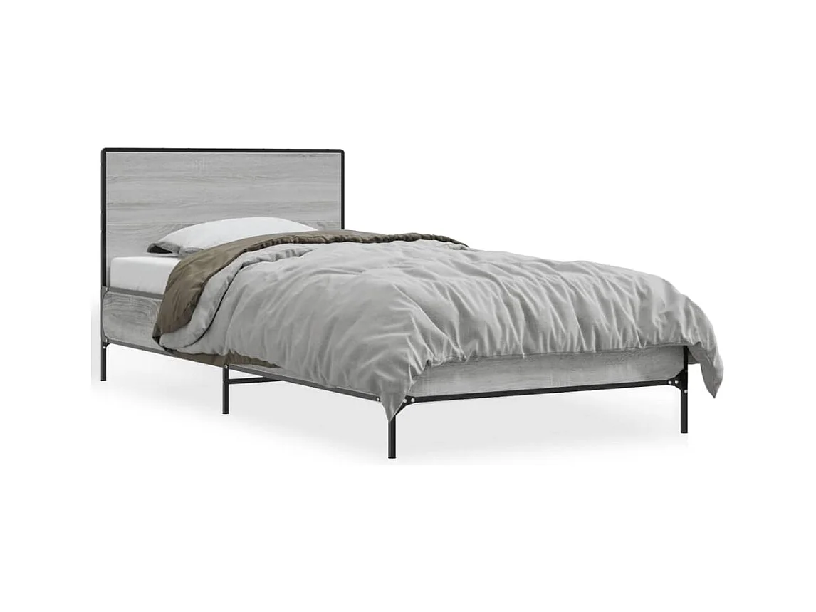 Cadre de lit sonoma gris 100x200 cm bois d'ingénierie et métal