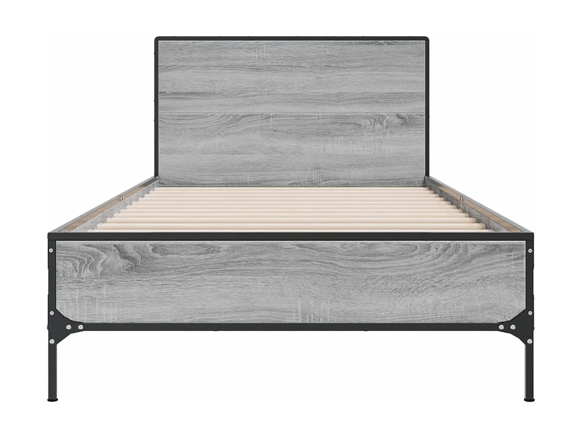 Cadre de lit sonoma gris 100x200 cm bois d'ingénierie et métal