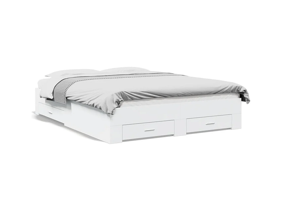 Estrutura de cama c/ gavetas 160x200cm derivados madeira branco