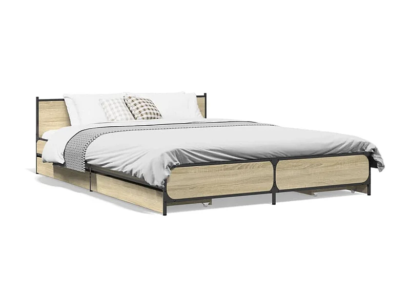 Estrutura de cama c/ gavetas derivados madeira carvalho sonoma