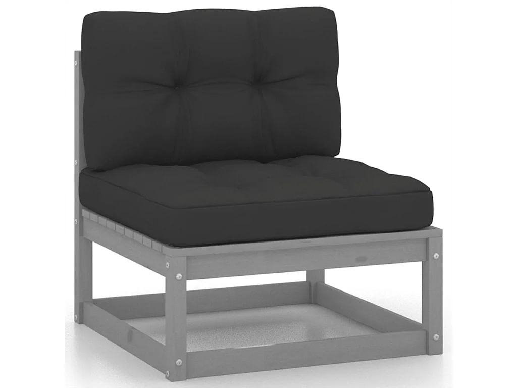 Juego de muebles de jardín 7 piezas y cojines madera pino maciza