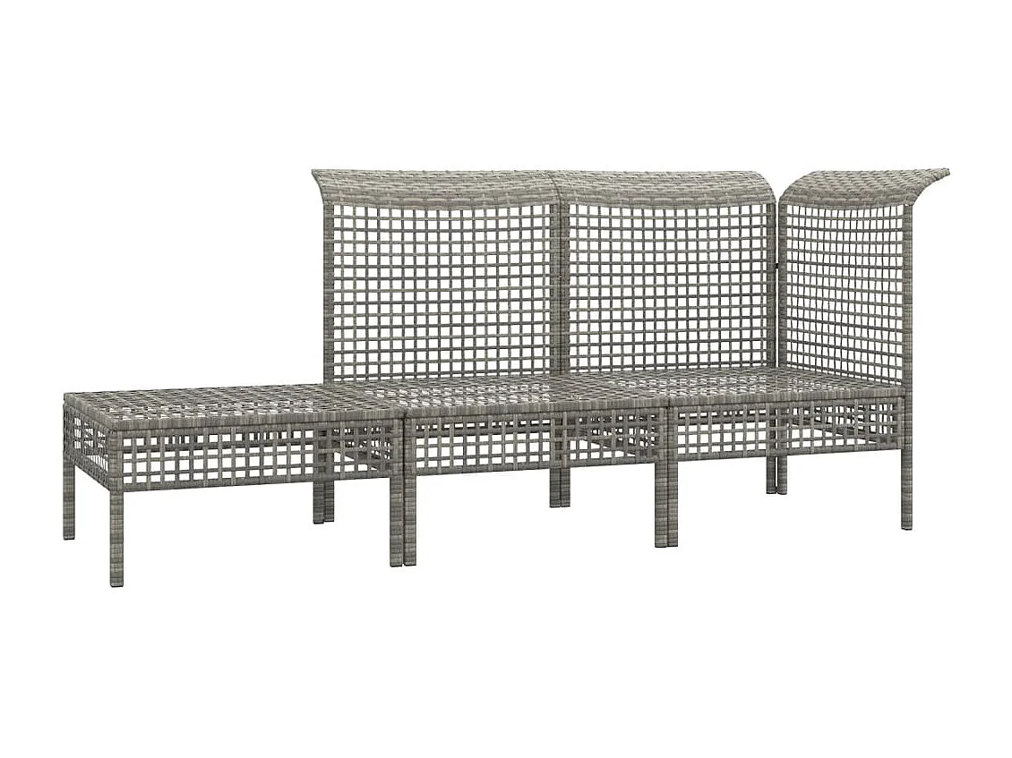 Salon de jardin 3 pièces avec coussins Gris Résine tressée