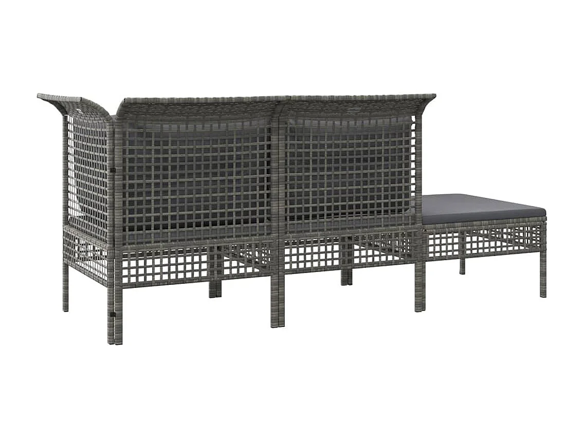 Salon de jardin 3 pièces avec coussins Gris Résine tressée