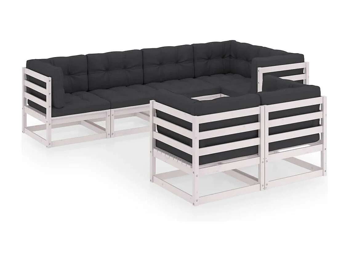 7 peças conjunto lounge de jardim c/ almofadões pinho maciço