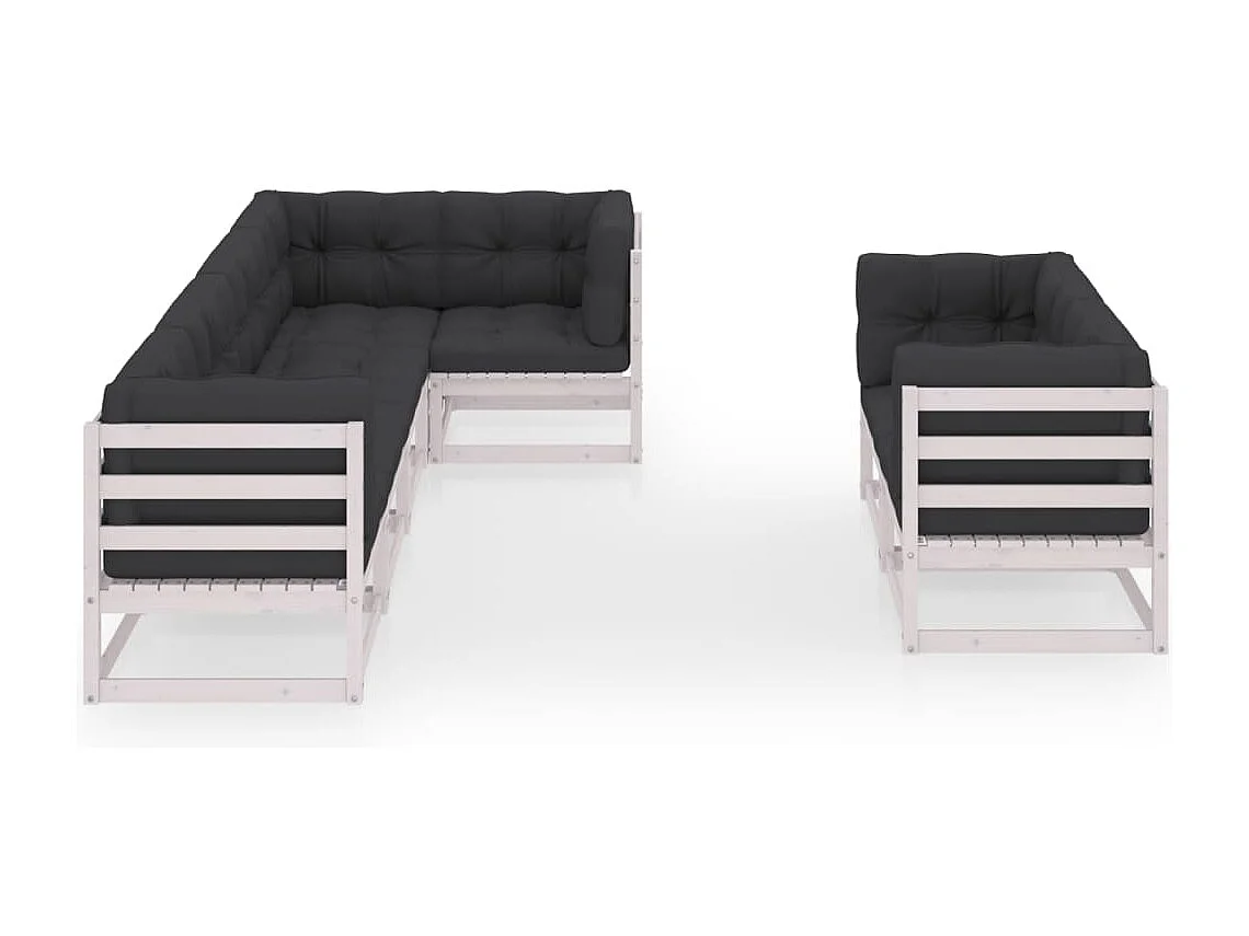 7 peças conjunto lounge de jardim c/ almofadões pinho maciço